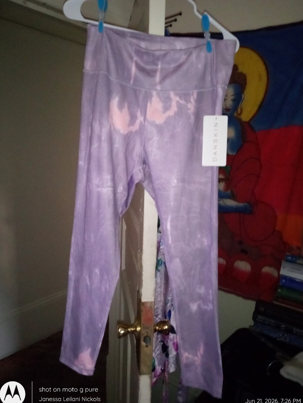 Danskin Lavender and Pale Pink Tie-Dye Leggings